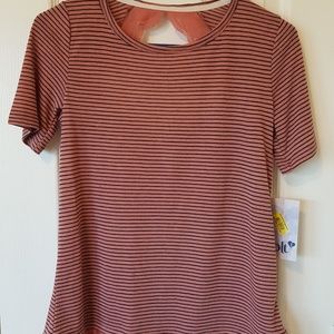 NWT Jolt Women Shirt Size S Salmon w/black stripes